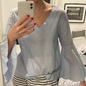 Zara blue pin stripe blouse